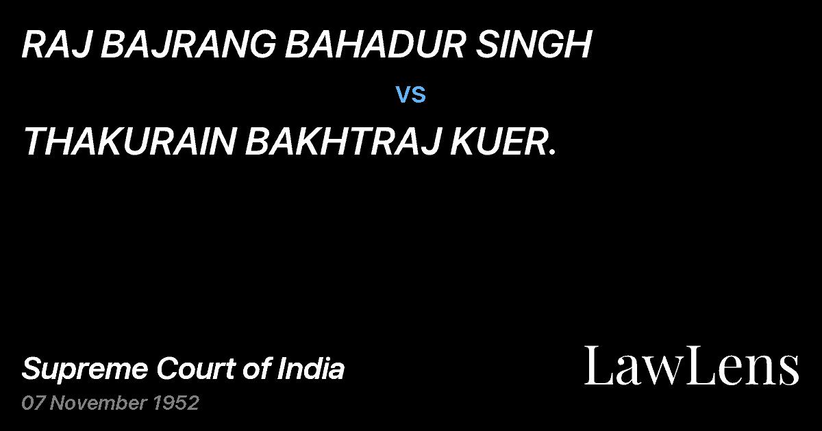 Preview image for RAJ BAJRANG BAHADUR SINGH vs. THAKURAIN BAKHTRAJ KUER.