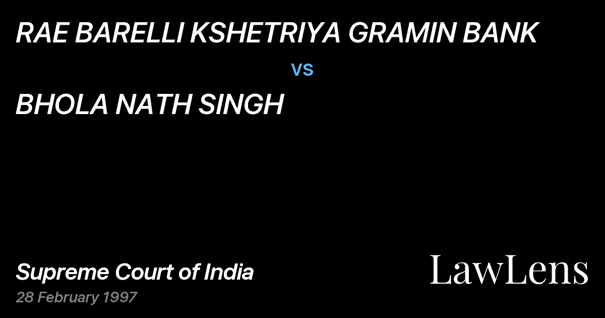 Preview image for RAE BARELLI KSHETRIYA GRAMIN BANK vs. BHOLA NATH SINGH
