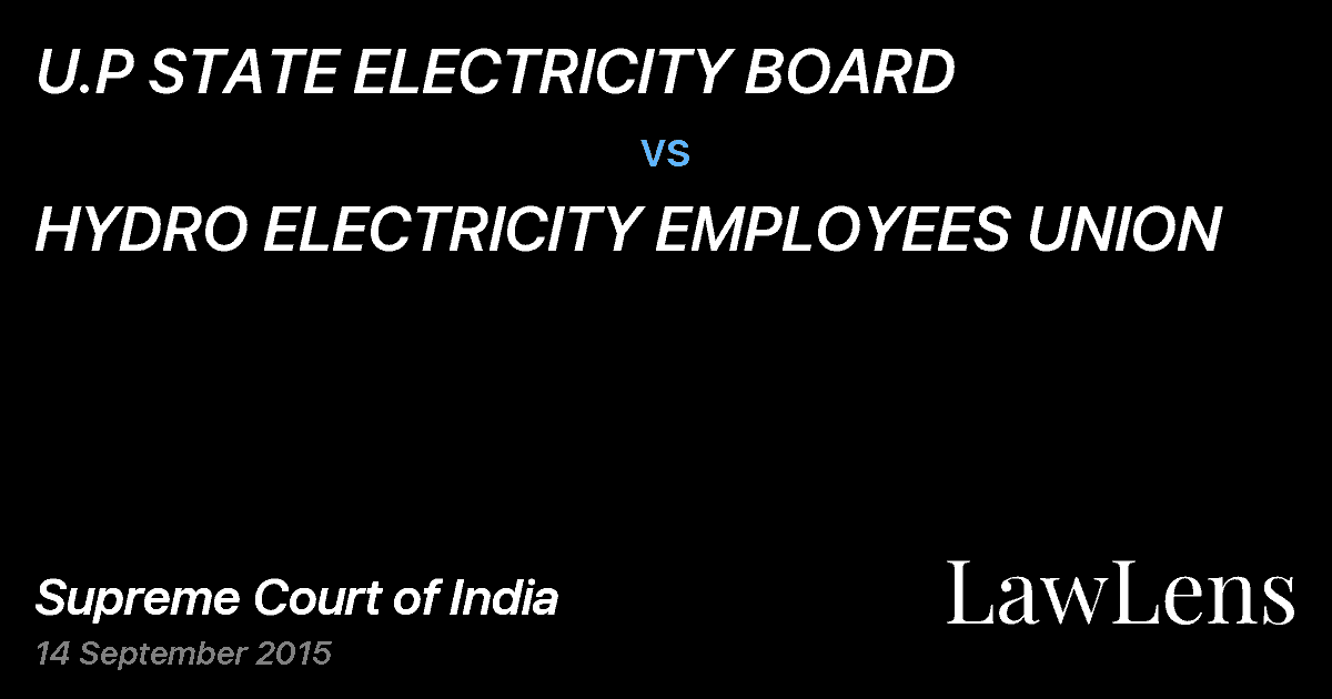 Preview image for U.P STATE ELECTRICITY BOARD vs. HYDRO ELECTRICITY EMPLOYEES UNION