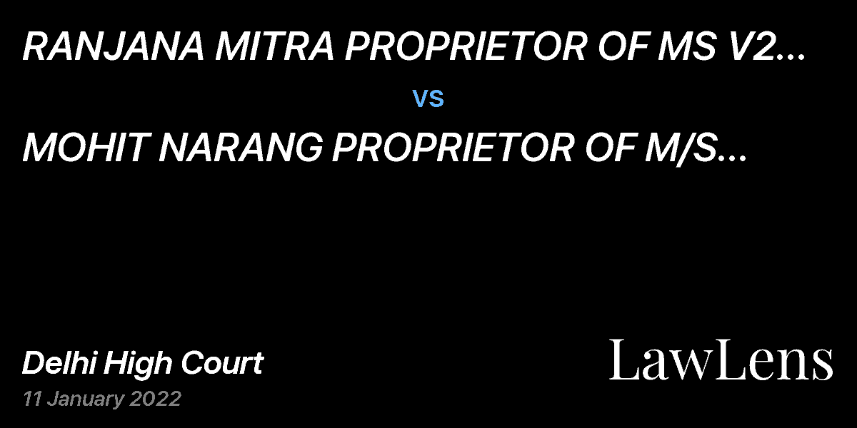 Preview image for RANJANA MITRA PROPRIETOR OF MS V2 ASSOCIATES  vs.  MOHIT NARANG PROPRIETOR OF M/S MEDISPA DERMAL SCIENCES