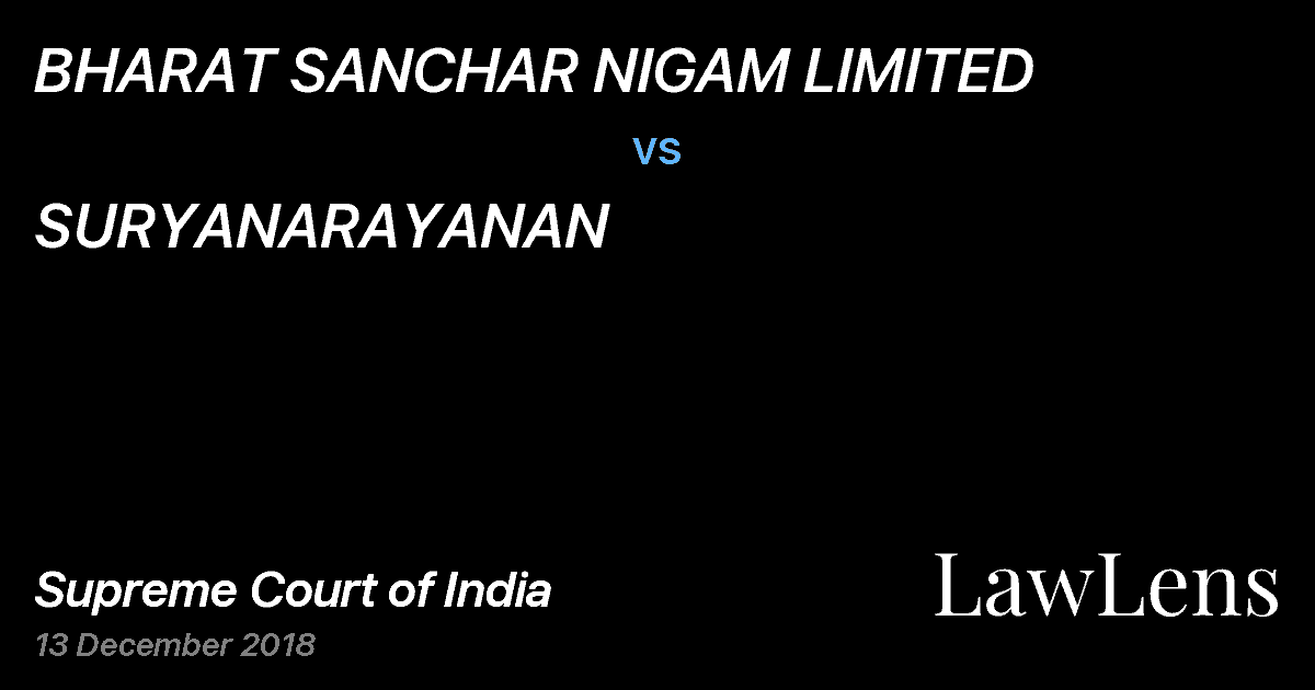 Preview image for BHARAT SANCHAR NIGAM LIMITED vs. SURYANARAYANAN