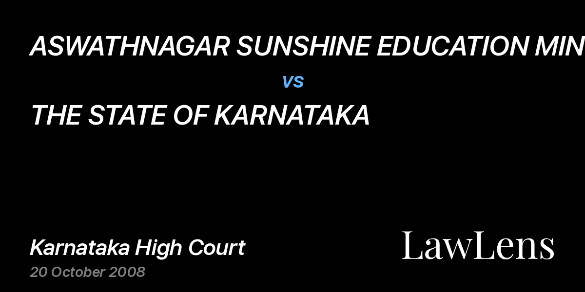 Preview image for ASWATHNAGAR SUNSHINE EDUCATION MINORITY SOCIETY vs. THE STATE OF KARNATAKA