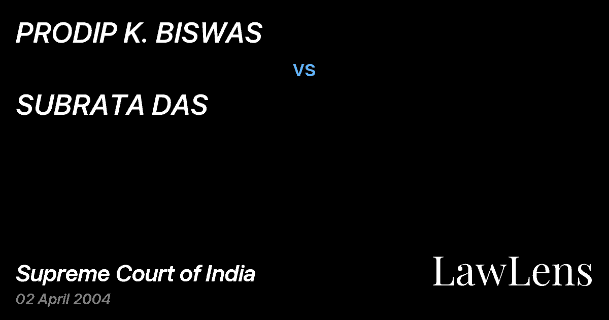 Preview image for PRODIP K. BISWAS vs. SUBRATA DAS