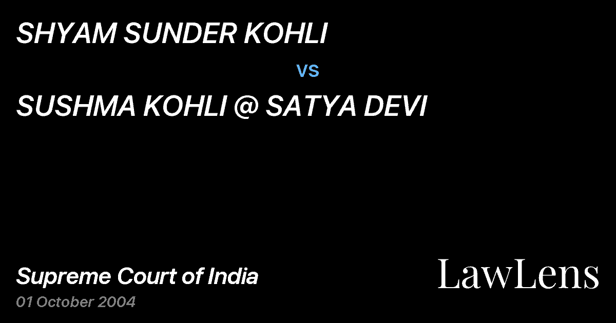 Preview image for SHYAM SUNDER KOHLI vs. SUSHMA KOHLI @ SATYA DEVI