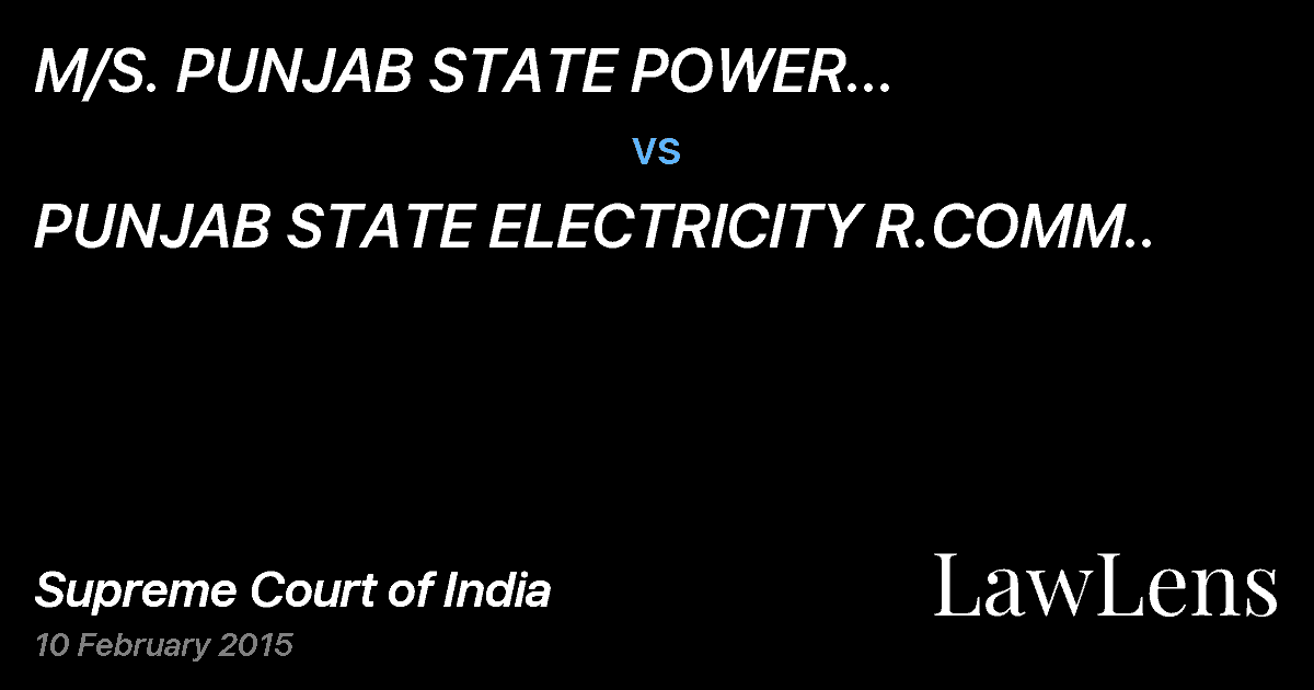 Preview image for M/S. PUNJAB STATE POWER  CORPORATION LIMITED vs. PUNJAB STATE ELECTRICITY R.COMM..