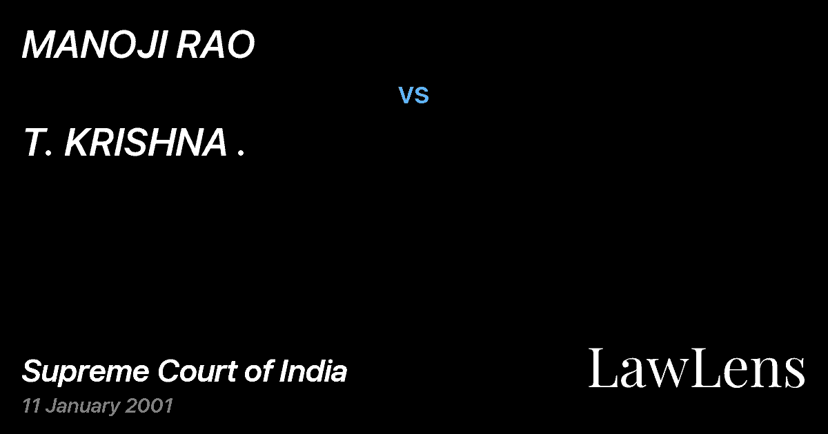Preview image for MANOJI RAO vs. T. KRISHNA .
