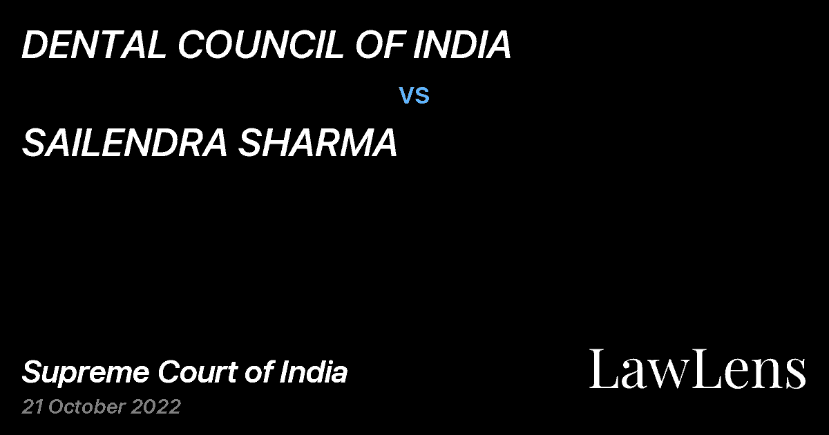 Preview image for DENTAL COUNCIL OF INDIA vs. SAILENDRA SHARMA