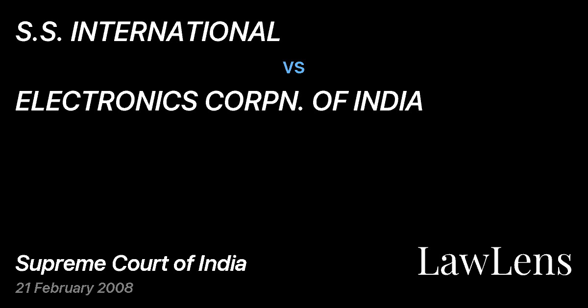 Preview image for S.S. INTERNATIONAL vs. ELECTRONICS CORPN. OF INDIA