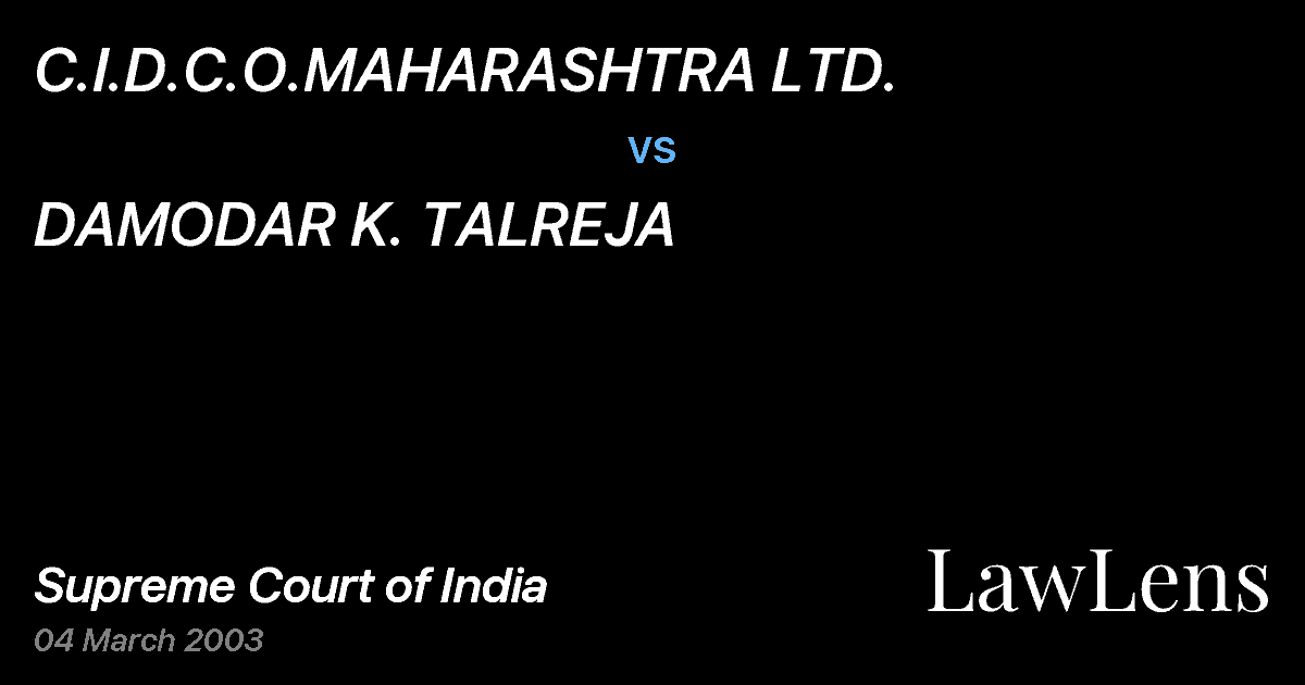 Preview image for C.I.D.C.O.MAHARASHTRA LTD. vs. DAMODAR K. TALREJA