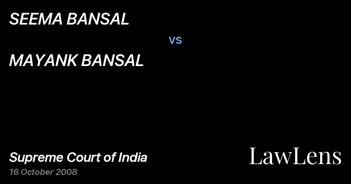 Preview image for SEEMA BANSAL vs. MAYANK BANSAL