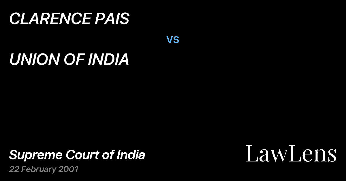 Preview image for CLARENCE PAIS vs. UNION OF INDIA