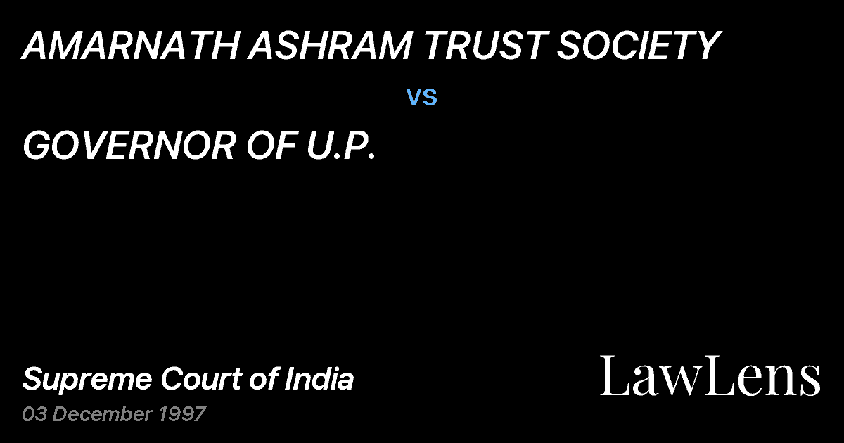 Preview image for AMARNATH ASHRAM TRUST SOCIETY vs. GOVERNOR OF U.P.