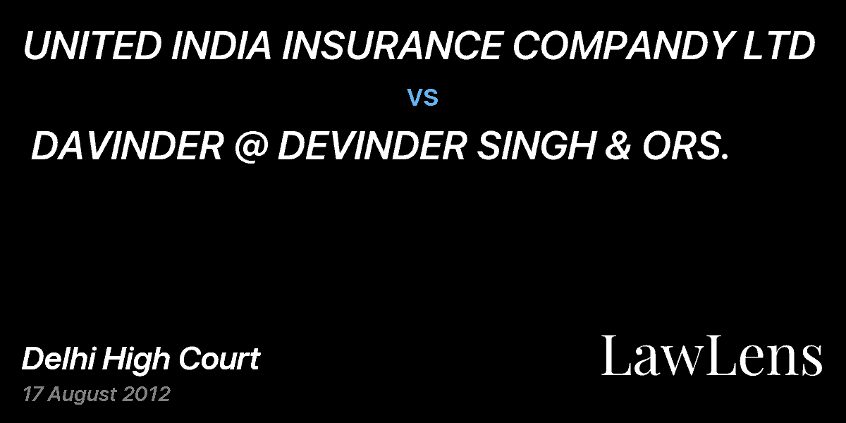 Preview image for UNITED INDIA INSURANCE COMPANDY LTD  vs.  DAVINDER @ DEVINDER SINGH & ORS.