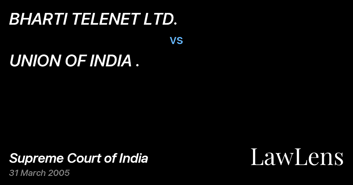 Preview image for BHARTI TELENET LTD. vs. UNION OF INDIA .