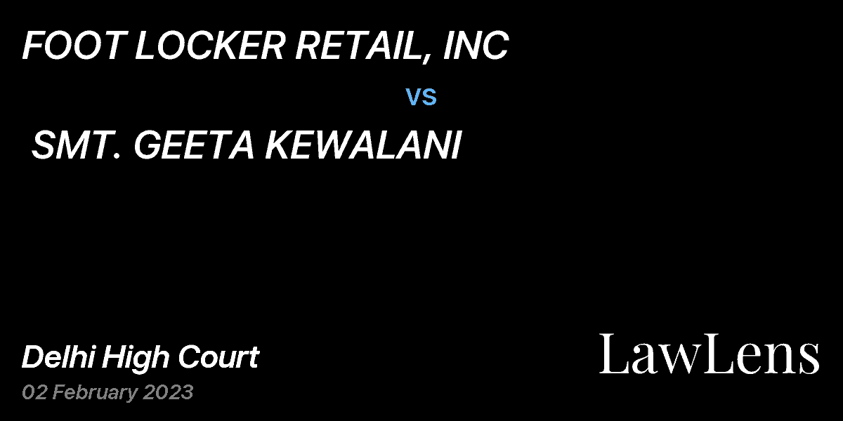 Preview image for FOOT LOCKER RETAIL, INC  vs.  SMT. GEETA KEWALANI
