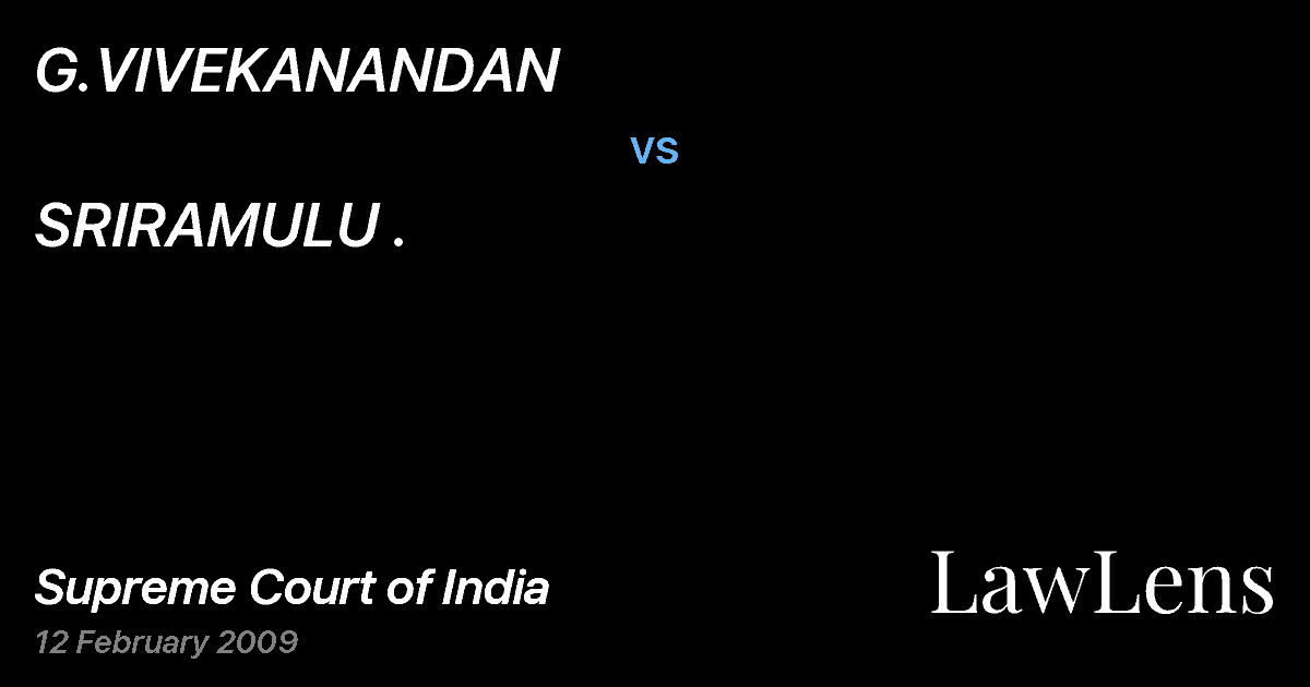 Preview image for G.VIVEKANANDAN vs. SRIRAMULU .