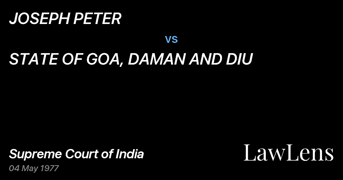 Preview image for JOSEPH PETER vs. STATE OF GOA, DAMAN AND DIU