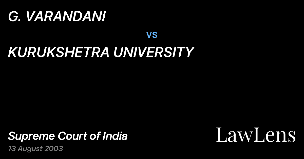 Preview image for G. VARANDANI vs. KURUKSHETRA UNIVERSITY