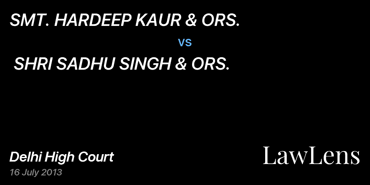 Preview image for SMT. HARDEEP KAUR & ORS.   vs.  SHRI SADHU SINGH & ORS. 