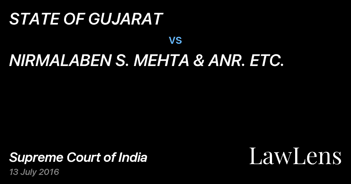 Preview image for STATE OF GUJARAT vs. NIRMALABEN S. MEHTA & ANR. ETC.