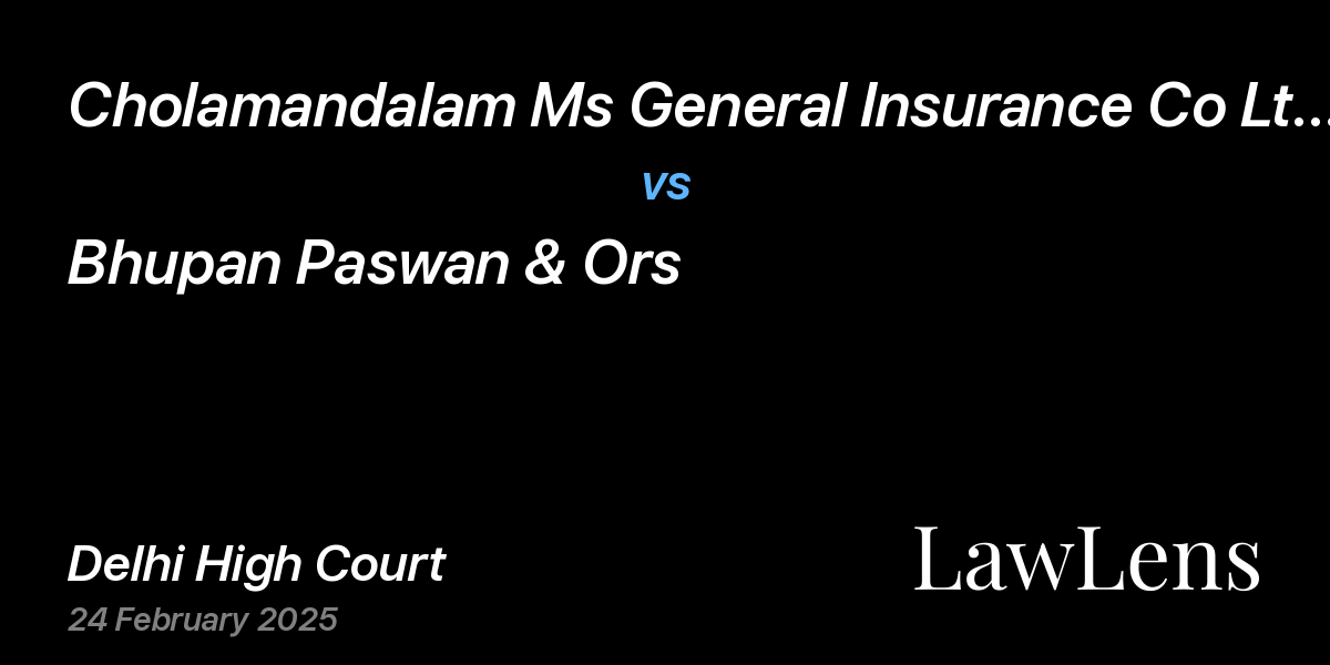 Preview image for Cholamandalam Ms General Insurance Co Ltd vs. Bhupan Paswan & Ors