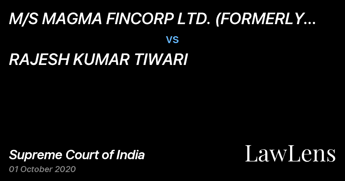 Preview image for M/S MAGMA FINCORP LTD. (FORMERLY MAGMA LEASING LIMITED) vs. RAJESH KUMAR TIWARI
