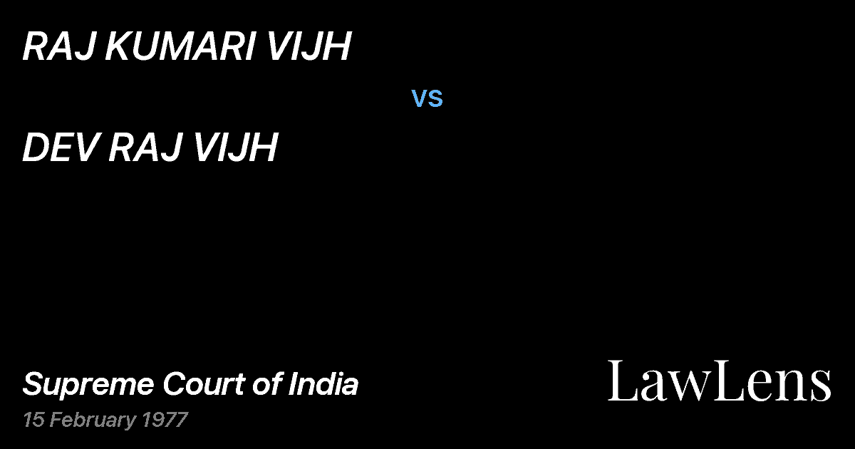 Preview image for RAJ KUMARI VIJH vs. DEV RAJ VIJH