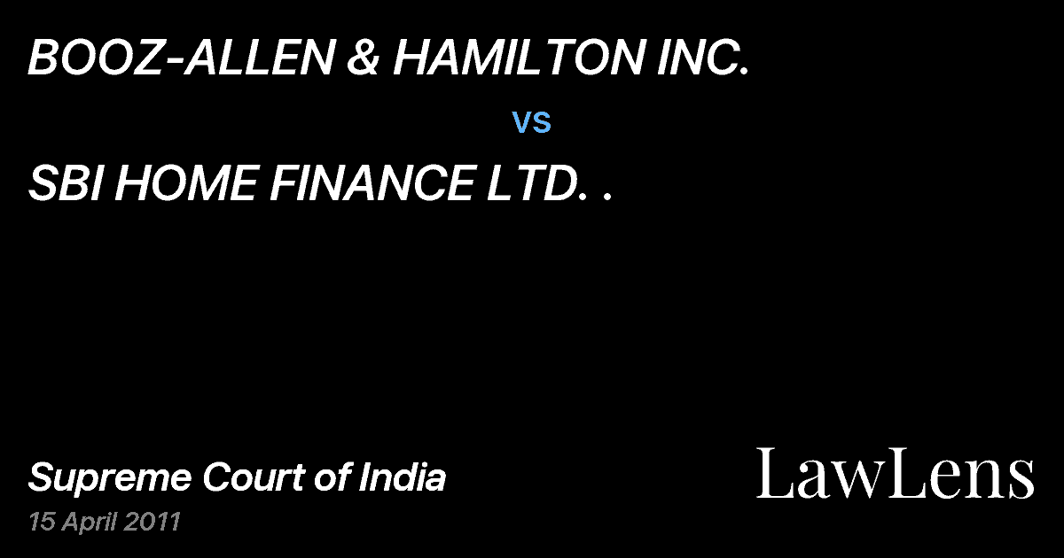 Preview image for BOOZ-ALLEN & HAMILTON INC. vs. SBI HOME FINANCE LTD. .
