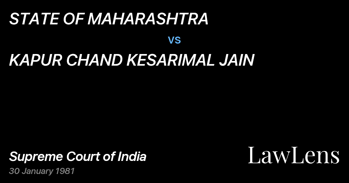 Preview image for STATE OF MAHARASHTRA vs. KAPUR CHAND KESARIMAL JAIN