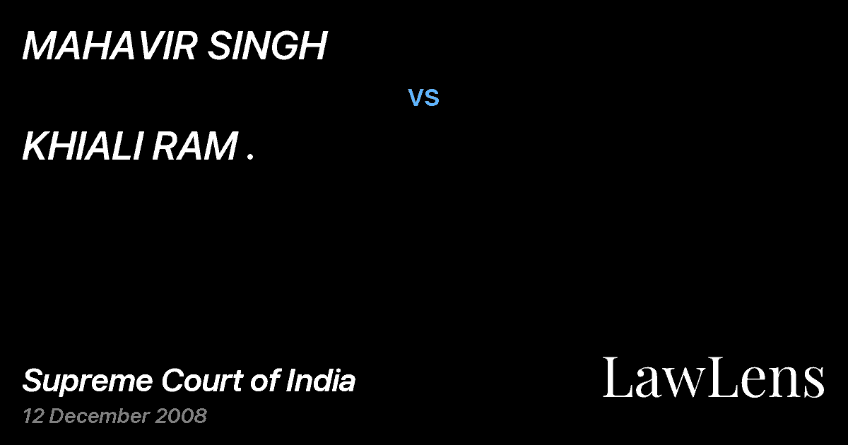 Preview image for MAHAVIR SINGH vs. KHIALI RAM .