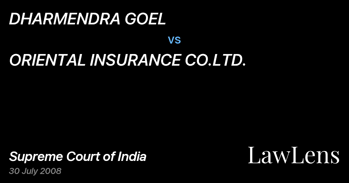 Preview image for DHARMENDRA GOEL vs. ORIENTAL INSURANCE CO.LTD.