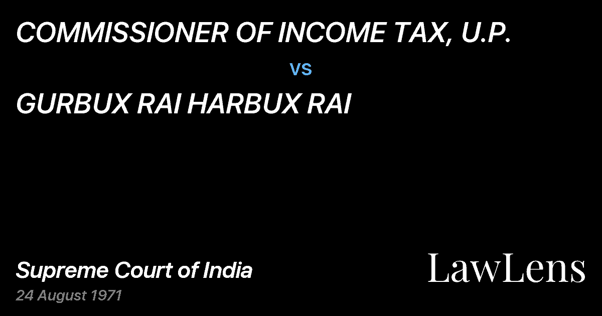 Preview image for COMMISSIONER OF INCOME TAX, U.P. vs. GURBUX RAI HARBUX RAI