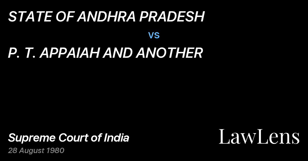 Preview image for STATE OF ANDHRA PRADESH vs. P. T. APPAIAH AND ANOTHER