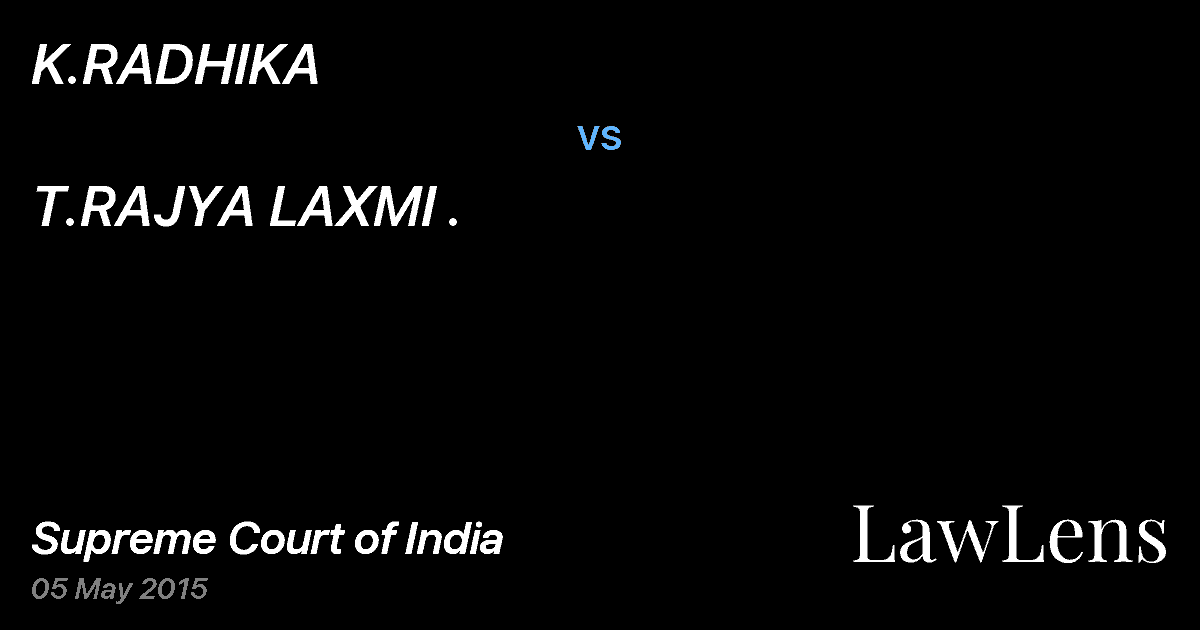 Preview image for K.RADHIKA vs. T.RAJYA LAXMI .