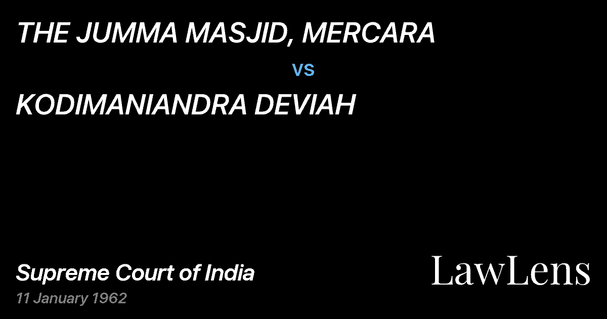 Preview image for THE JUMMA MASJID, MERCARA vs. KODIMANIANDRA DEVIAH
