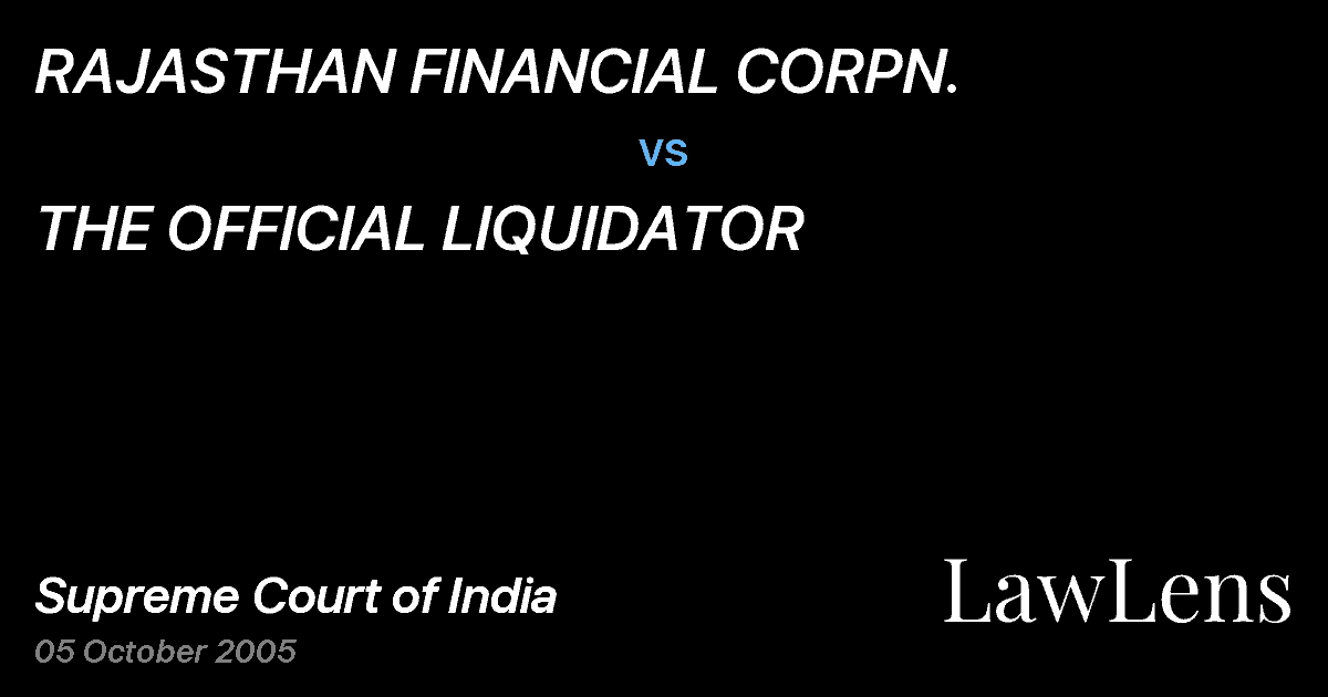 Preview image for RAJASTHAN FINANCIAL CORPN. vs. THE OFFICIAL LIQUIDATOR