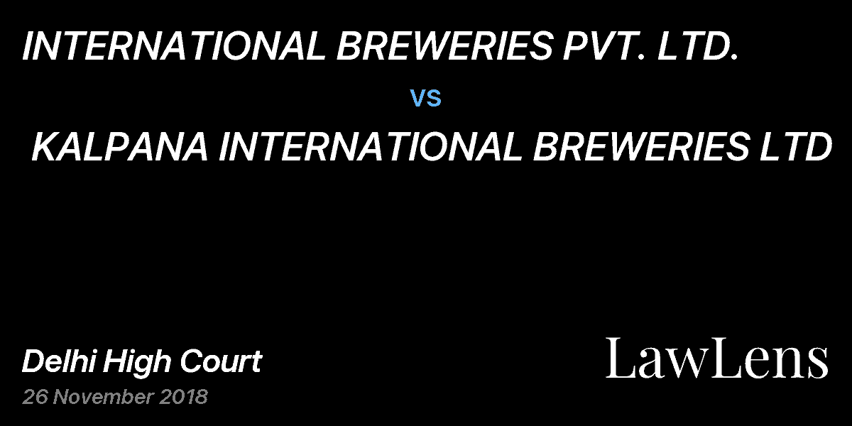 Preview image for INTERNATIONAL BREWERIES PVT. LTD.  vs.  KALPANA INTERNATIONAL BREWERIES LTD