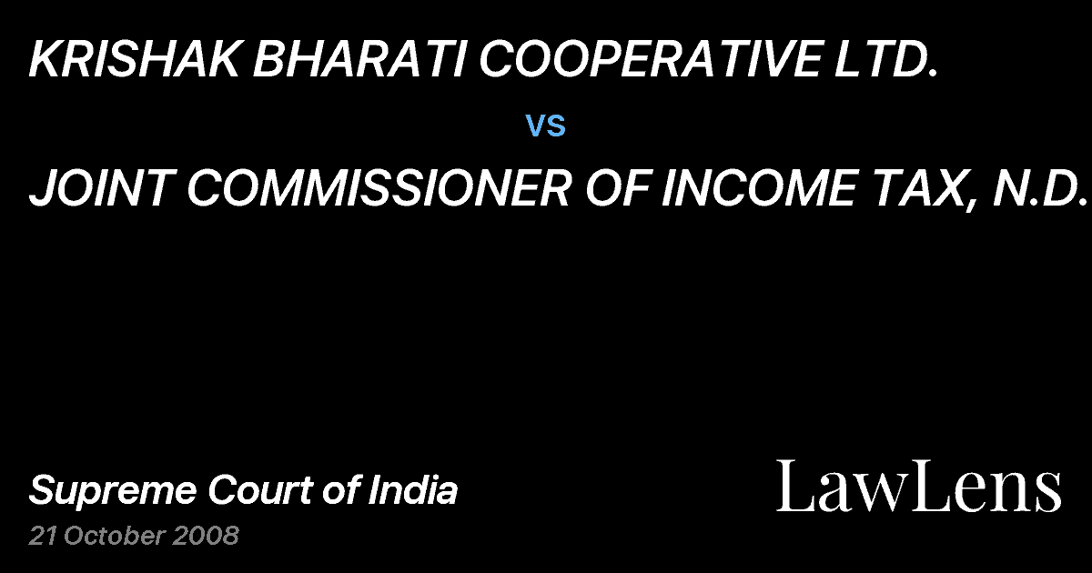 Preview image for KRISHAK BHARATI COOPERATIVE LTD. vs. JOINT COMMISSIONER OF INCOME TAX, N.D.