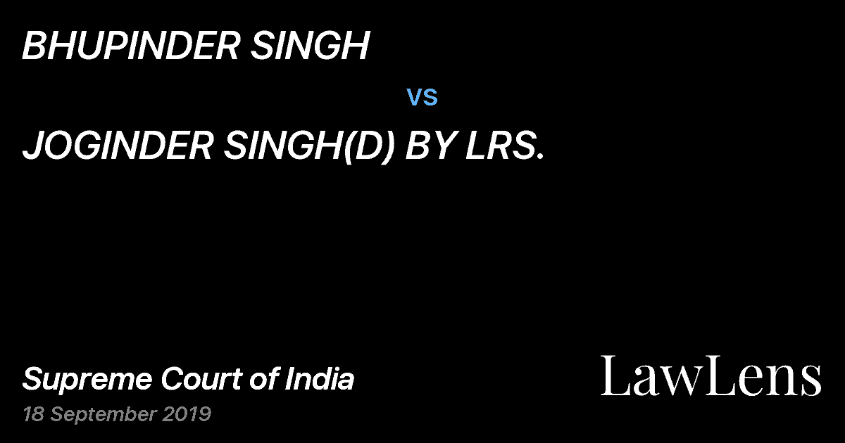 Preview image for BHUPINDER SINGH vs. JOGINDER SINGH(D) BY LRS.