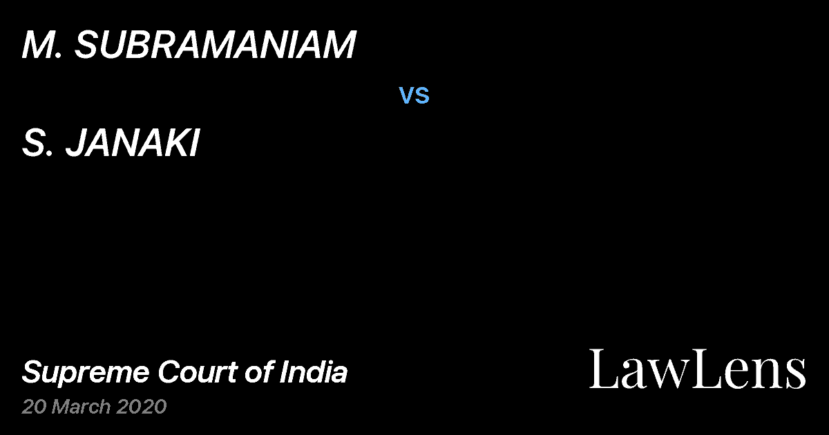 Preview image for M. SUBRAMANIAM vs. S. JANAKI