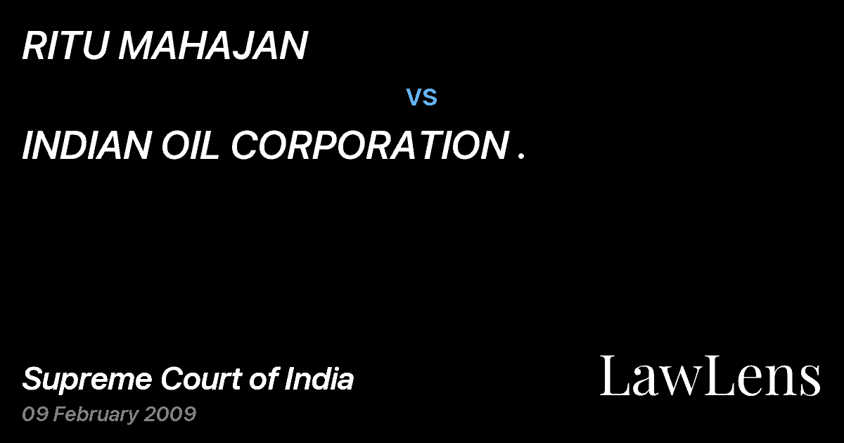 Preview image for RITU MAHAJAN vs. INDIAN OIL CORPORATION .
