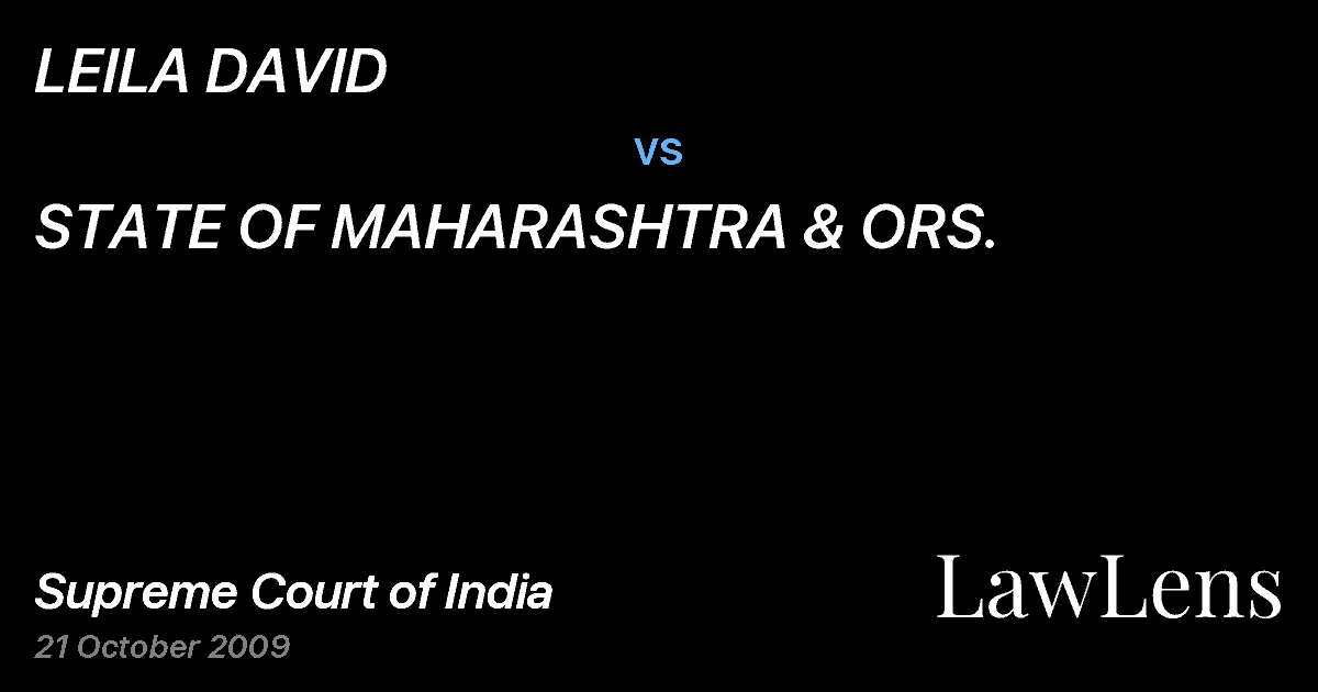 Preview image for LEILA DAVID vs. STATE OF MAHARASHTRA & ORS.