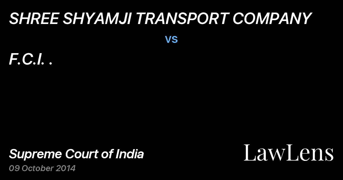 Preview image for SHREE SHYAMJI TRANSPORT COMPANY vs. F.C.I. .