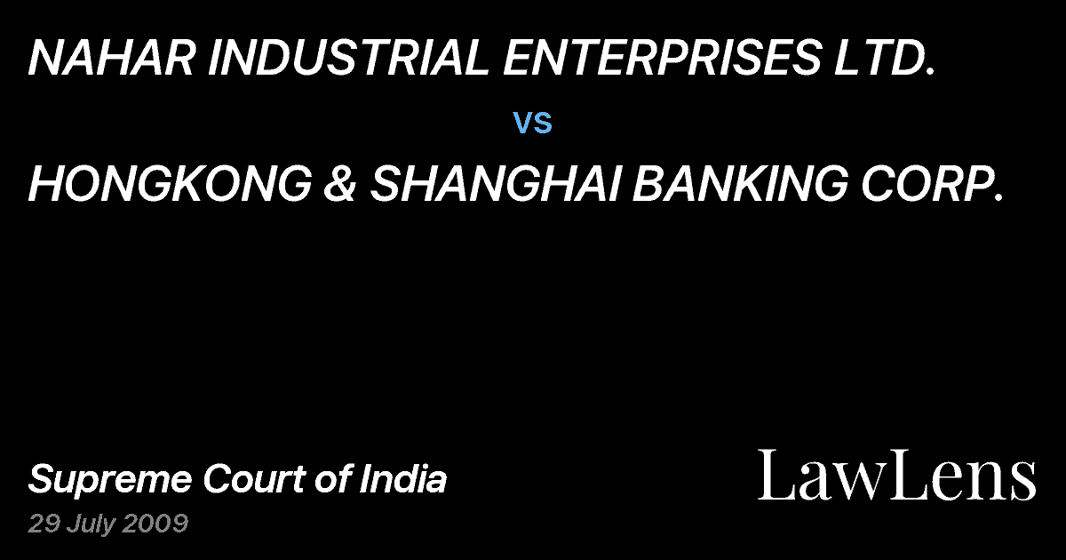 Preview image for NAHAR INDUSTRIAL ENTERPRISES LTD. vs. HONGKONG & SHANGHAI BANKING CORP.