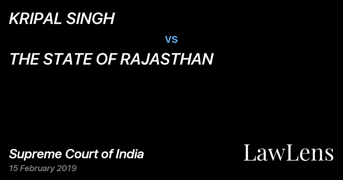 Preview image for KRIPAL SINGH vs. THE STATE OF RAJASTHAN