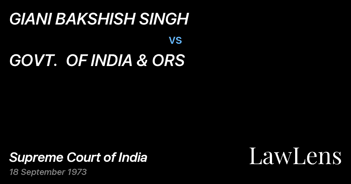 Preview image for GIANI BAKSHISH SINGH vs. GOVT.  OF INDIA & ORS