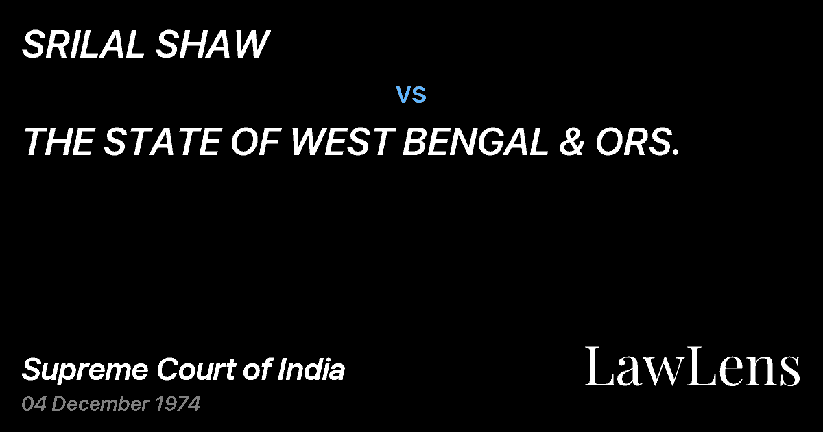 Preview image for SRILAL SHAW vs. THE STATE OF WEST BENGAL & ORS.