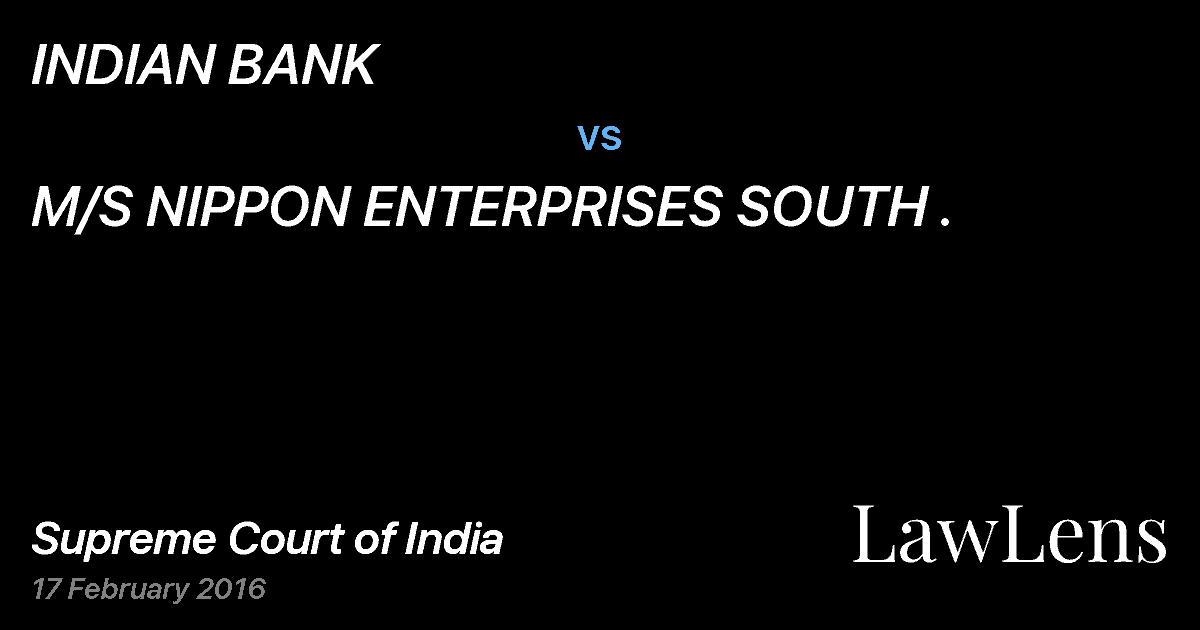 Preview image for INDIAN BANK vs. M/S NIPPON ENTERPRISES SOUTH .