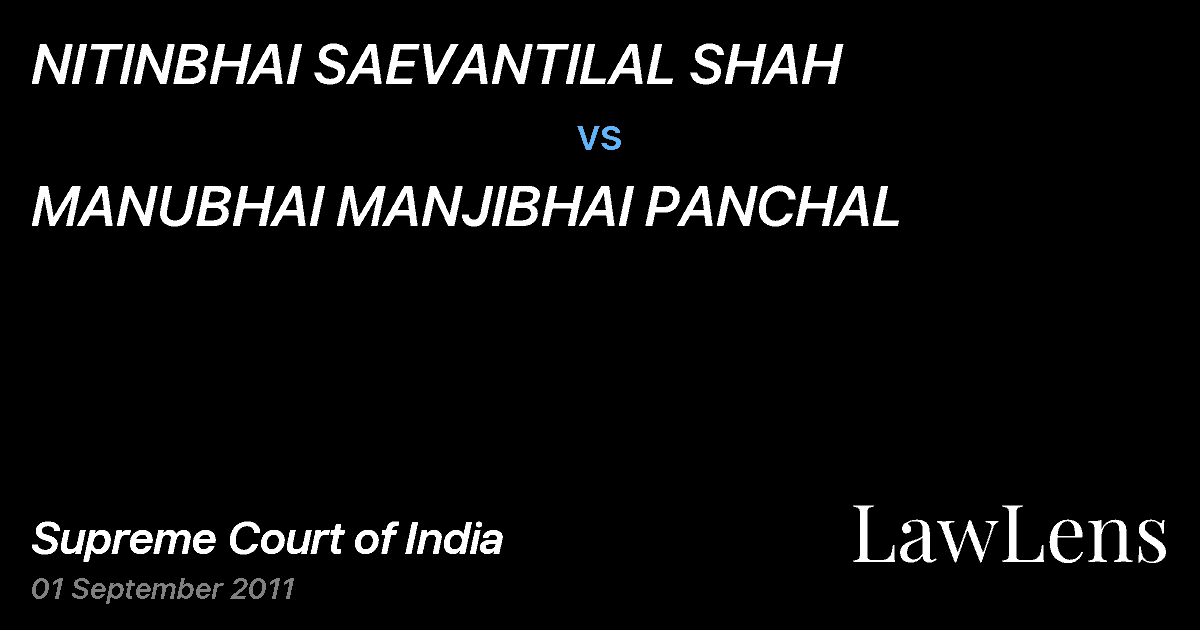 Preview image for NITINBHAI SAEVANTILAL SHAH vs. MANUBHAI MANJIBHAI PANCHAL