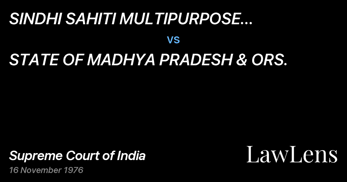 Preview image for SINDHI SAHITI MULTIPURPOSE  TRANSPORT  CO-OPERA-TIVE SOCTET vs. STATE OF MADHYA PRADESH & ORS.